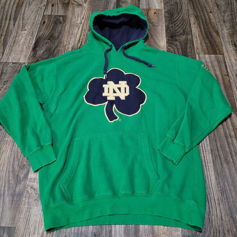 Vintage E5 Notre Dame Fighting Irish Clover Green Hoodie Size XL NCAA Football